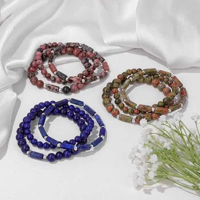 Bracelets à perles en Rhodonite pour hommes et femmes