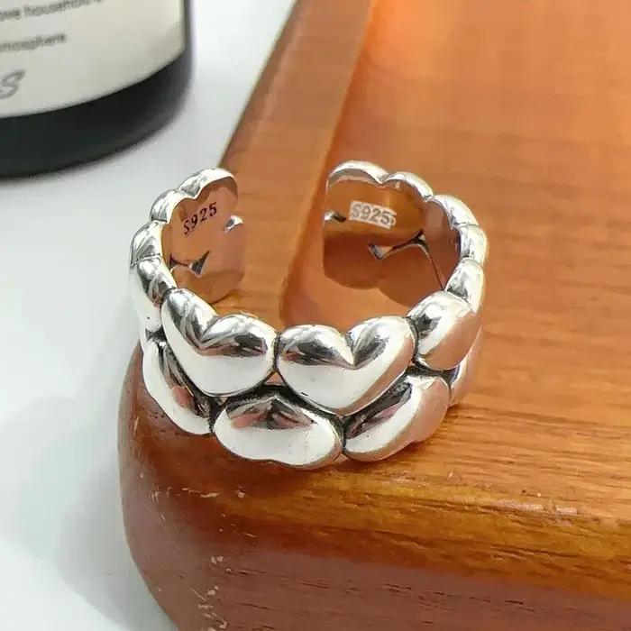 Bague en argent sterling 925 BFCLUB pour femmes design géométrique rétro minimaliste alliance de mariage cadeau occasions spéciales