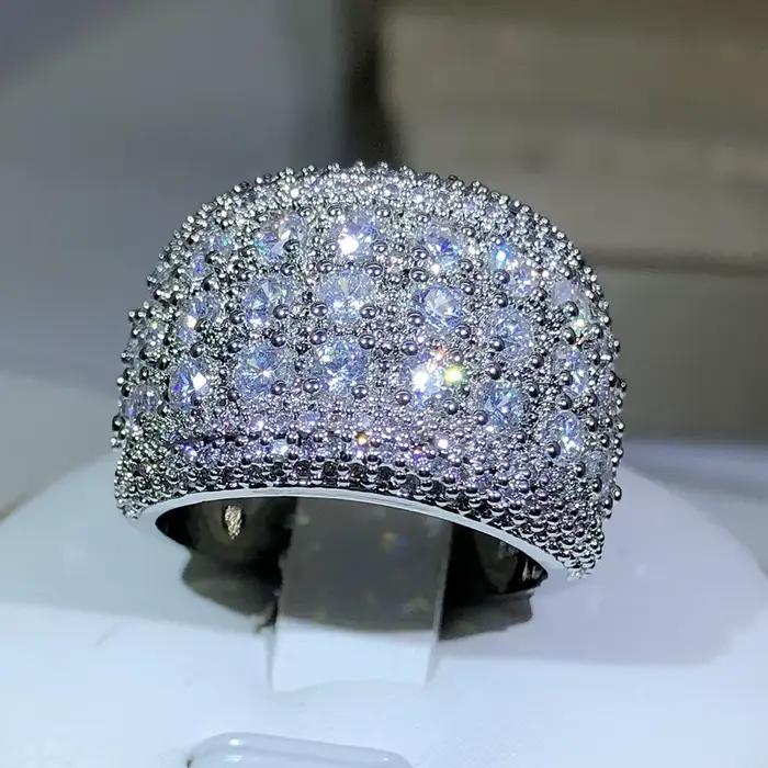 Bague de fiançailles ronde en argent Sterling 925 pour femmes, en zircon scintillant, cadeau d'anniv