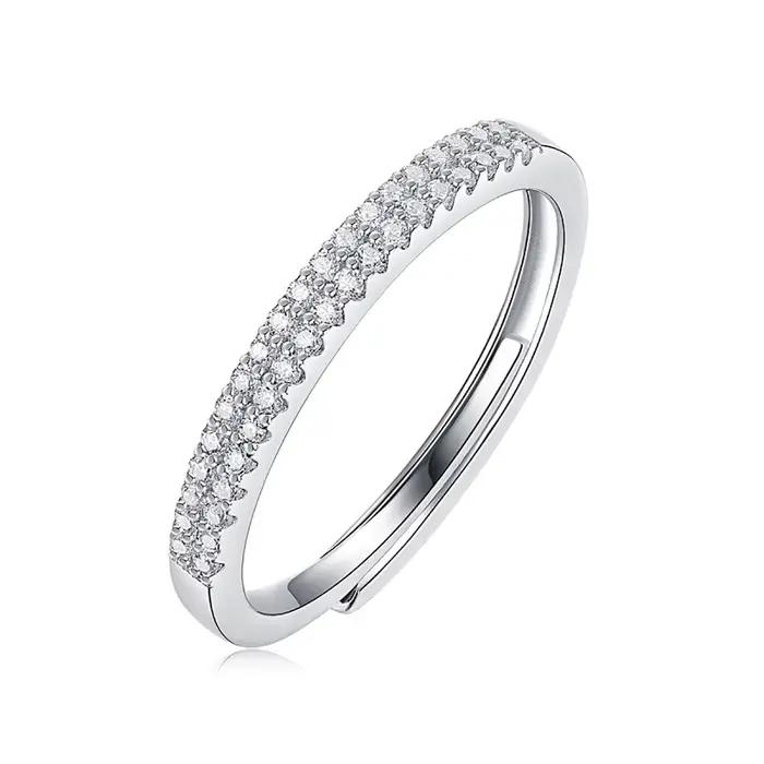 Bague pour femme en argent pur S925 avec diamant moissanite, anti-allergique et inaltérable, ajustab