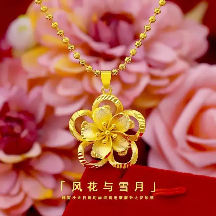 Pendentif tournesol en or pur 999