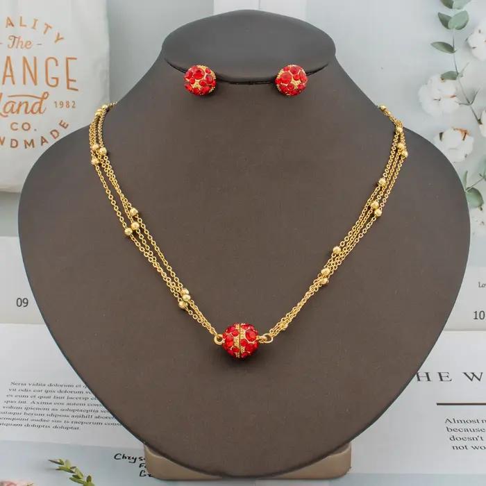 Ensemble de bijoux de luxe couleur or pour femmes, mode de mariée, micro incrusté de cristal, boucles d'oreilles, collier, cadeau de banquet africain de mariage, soirée de gala, occasion spéciale