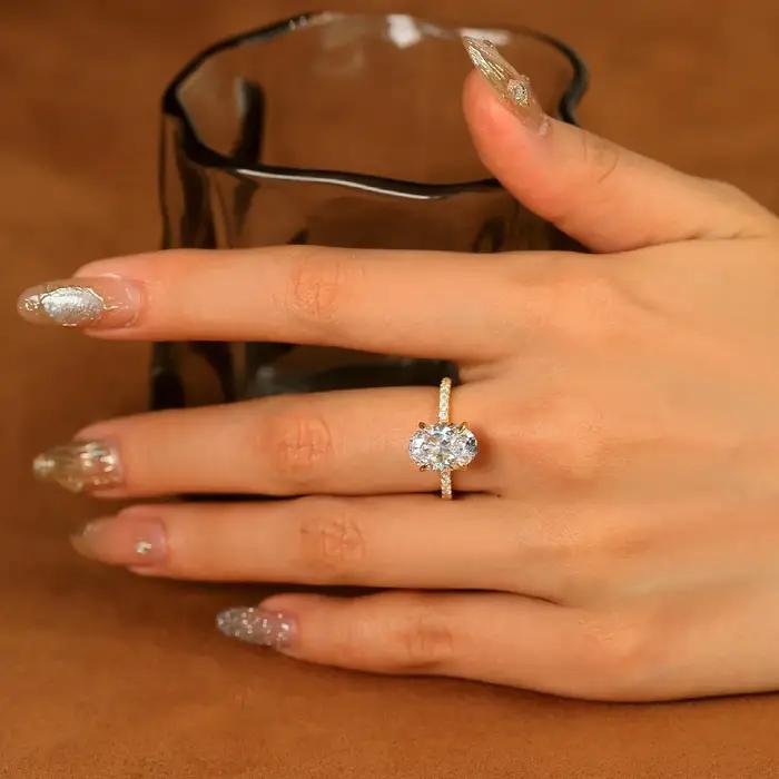 Bague de fiançailles MOVESKI 5CT en moissanite taille ovale pour femme