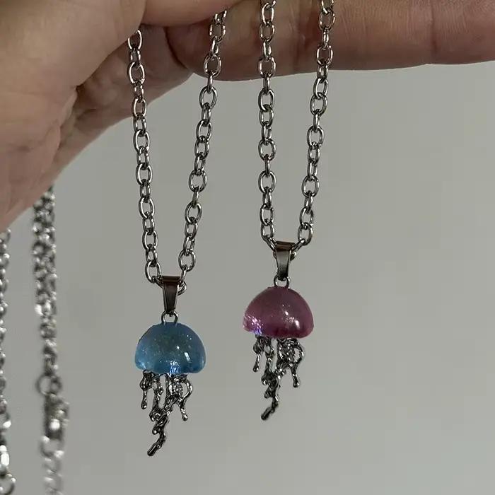 Mode argent couleur étoile de mer méduse goutte collier pour femmes Vintage Couple élégant longs glands breloques collier bijoux