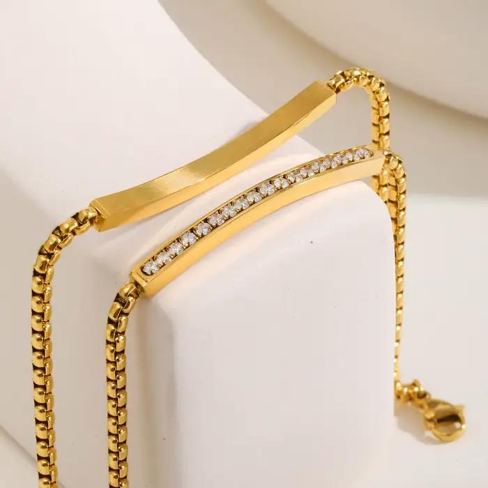 Bracelet en acier inoxydable à perles carrées et chaîne de maillons géométrique pour homme et femme