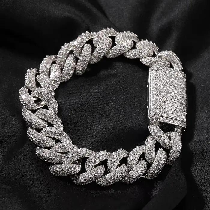 Uwin Collier Chaîne Cubaine Miami Bubbles Lourde 18mm et Bracelet Entièrement Micro-Pavé de Zircone Cubique, Bijoux Hip-Hop Tendance