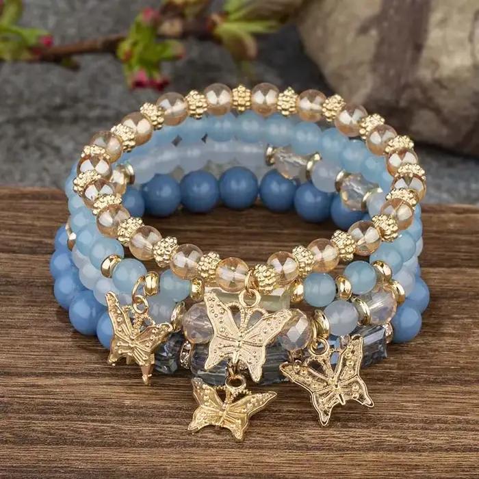 Ensemble de bracelets en perles papillon pour femmes