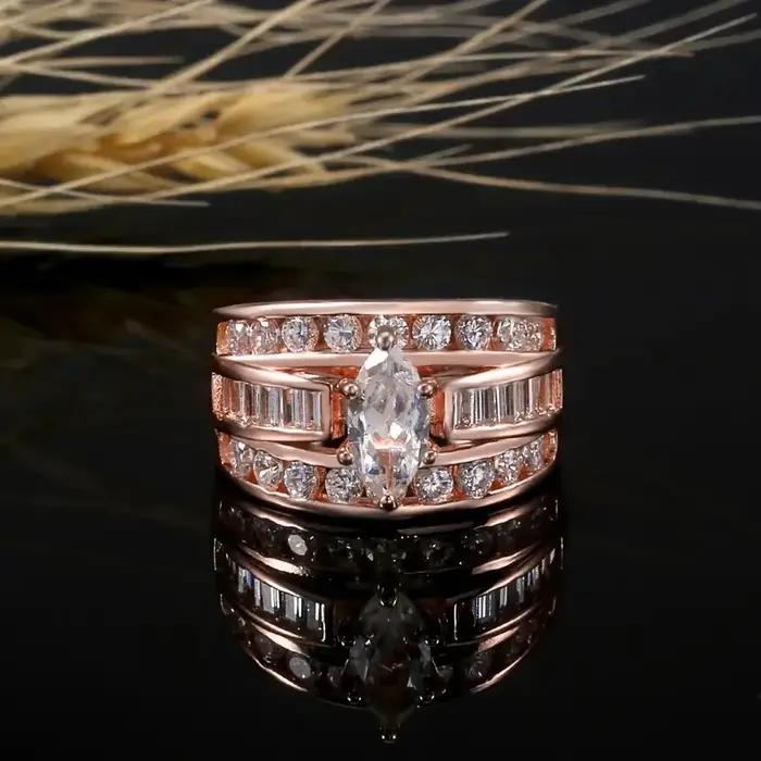 Huitan luxe Marquise coupe bague femme magnifique anniversaire fête bijoux Noble dame mode fiançailles cérémonie accessoires