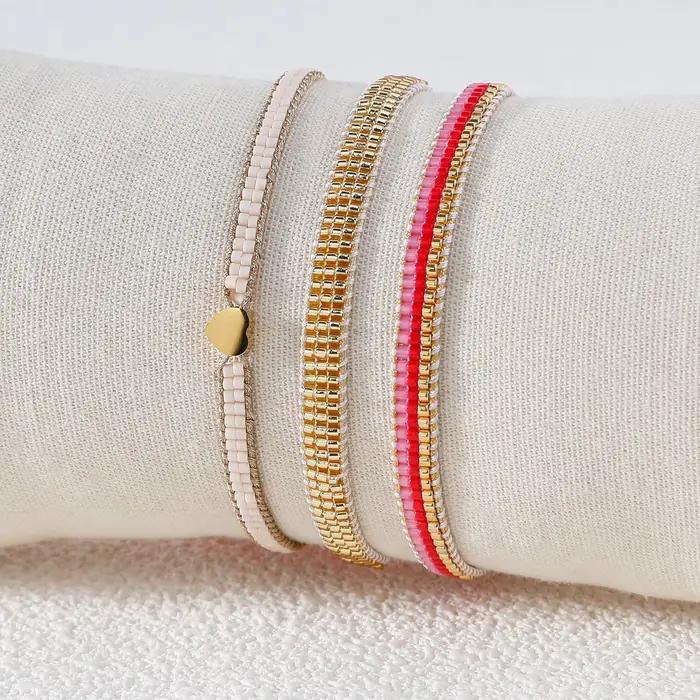 KELITCH Bracelet Miyuki en or rose tissé à la main