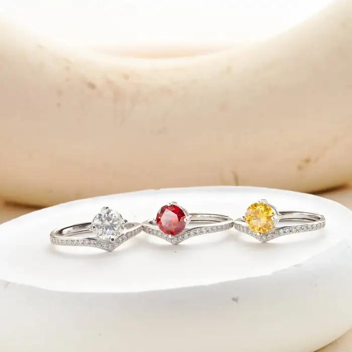 Group bague de mariage Moissanite 1 carat pour femme