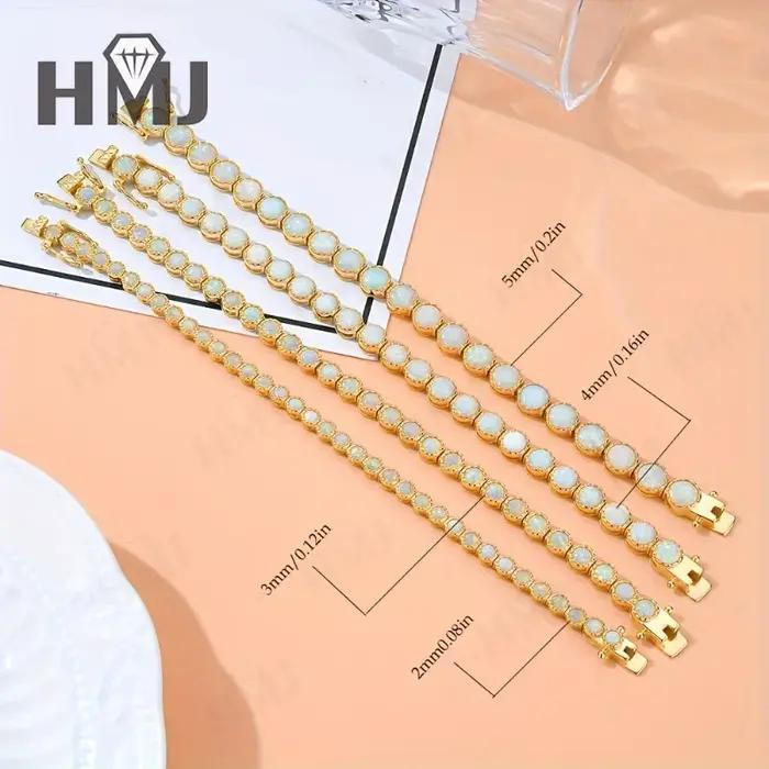 Bracelet opale en argent sterling 925 plaqué or blanc bleu classique pour femmes occasions spéciales partys fiançailles mariage anniversaire