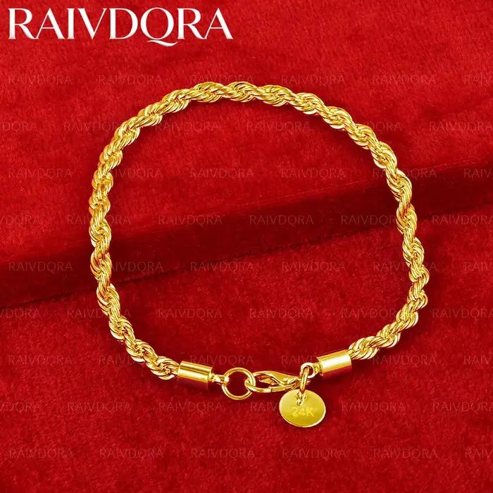 Bracelet chaîne en or plaqué 18 carats de 4 mm pour femmes et hommes