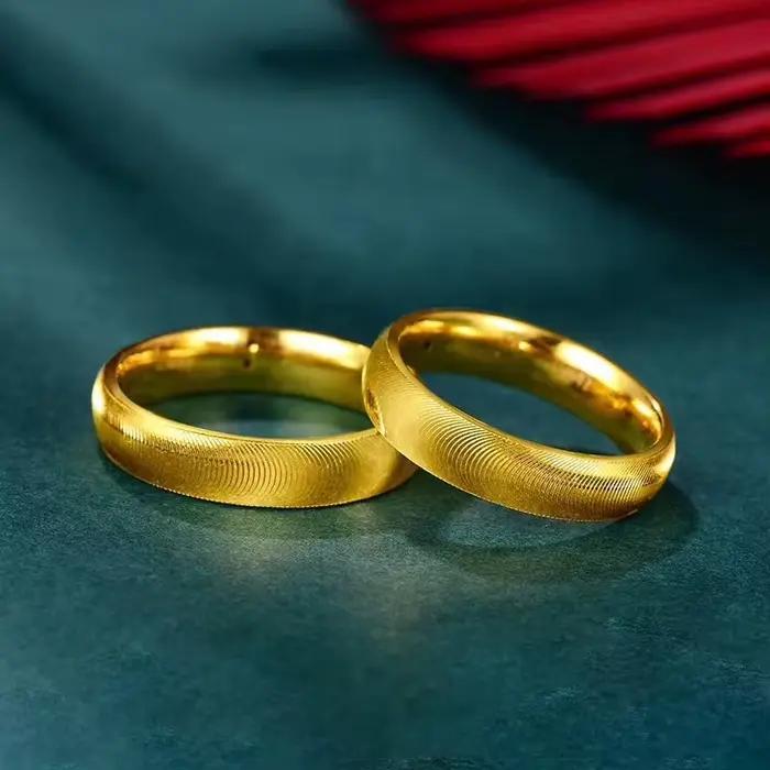 Bagues en or 24 carats brillantes simples et élégantes pour hommes et femmes
