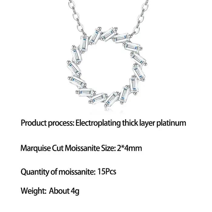 Collier pendentif soleil en moissanite taille marquise en argent S925 LinkerLove pour femme