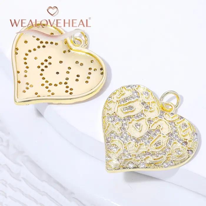 Charme en Laiton Plaqué Or 18K avec Zircon Pavé Léopard Abstrait, Bijou Mode pour Créations Uniques Occasions Spéciales
