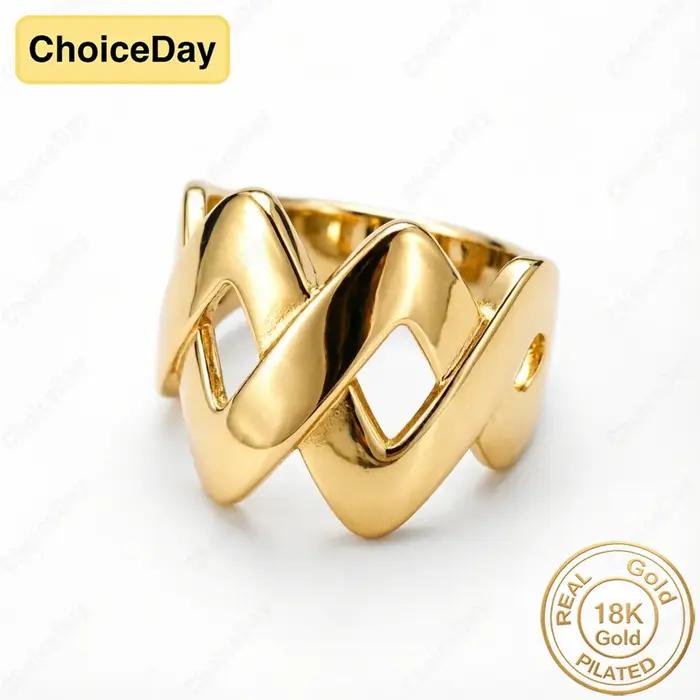 Bague Géométrique Plaquée Or 18 Carats Élégante Pour Femmes Occasions Spéciales Alliance Mariage Accessoires Fête