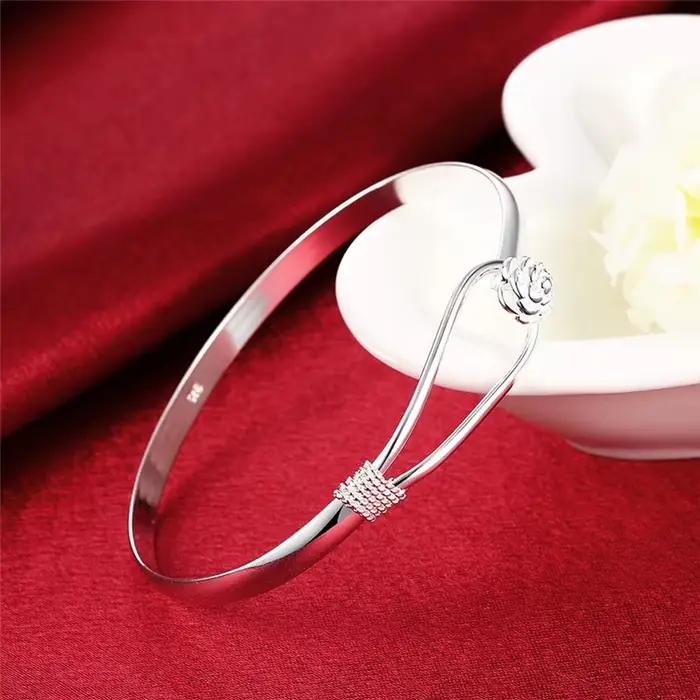 Bracelets en argent Sterling 925 pour femmes, joli bracelet à fleurs élégant, bijoux réglables, cadeaux de fête à la mode pour filles et étudiantes, nouvelle collection