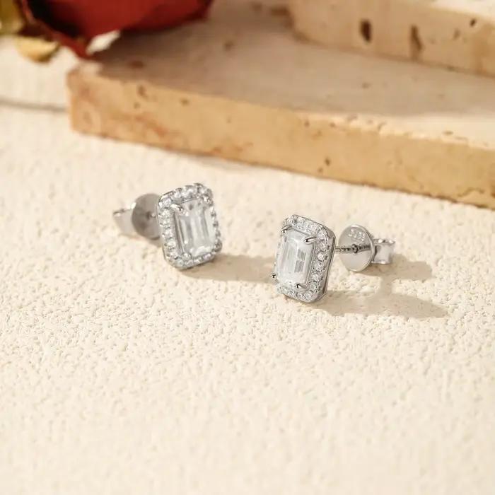MODIAN – ensemble de Moissanite taille émeraude