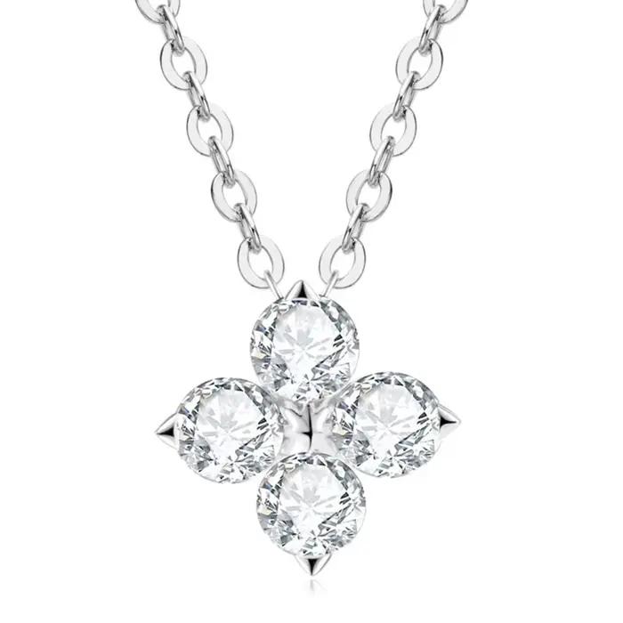 Collier pendentif trèfle à quatre feuilles en argent sterling 925, coupe poire, moissanite D VVS1, bijoux fins de luxe pour femmes