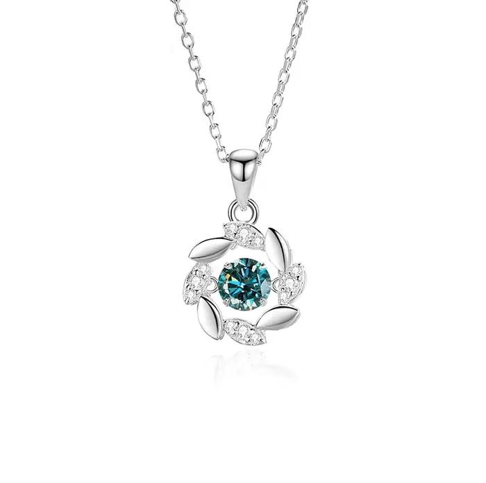 Moissanite femme pendentif argent collier pour femmes chaînes fête mariée bijoux fins 925