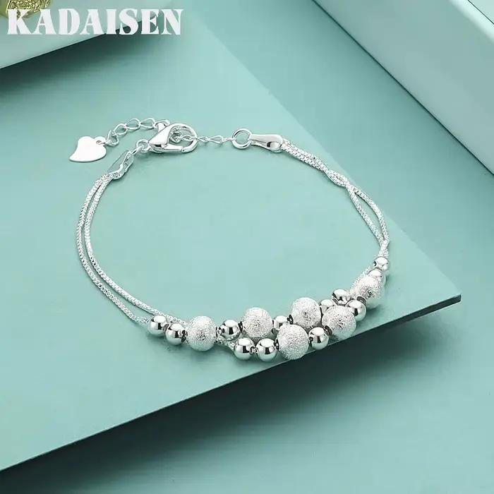 Bracelets en argent Sterling 925 pour femmes, chaîne à double perles, bijoux de créateur à la mode, cadeaux de mariage