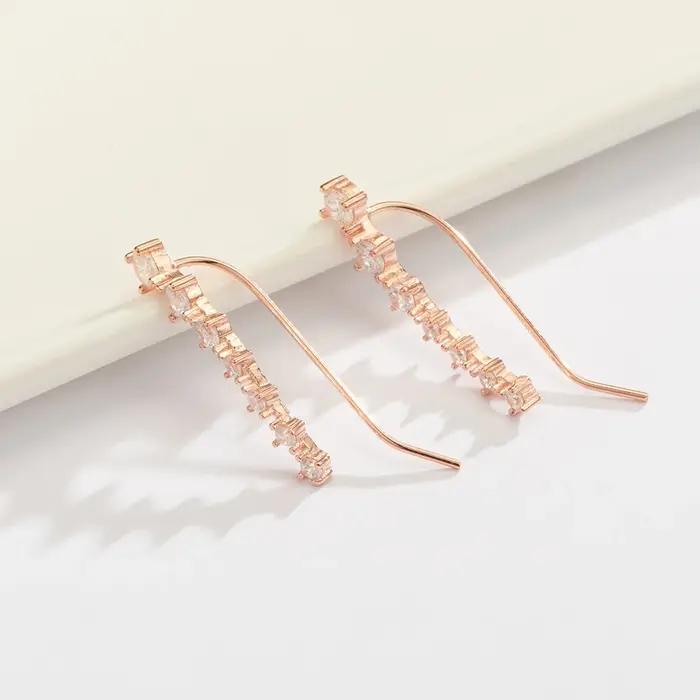 Boucles d'oreilles en argent sterling 925 serties de zirconium blanc modernes pour femmes occasions d'engagement