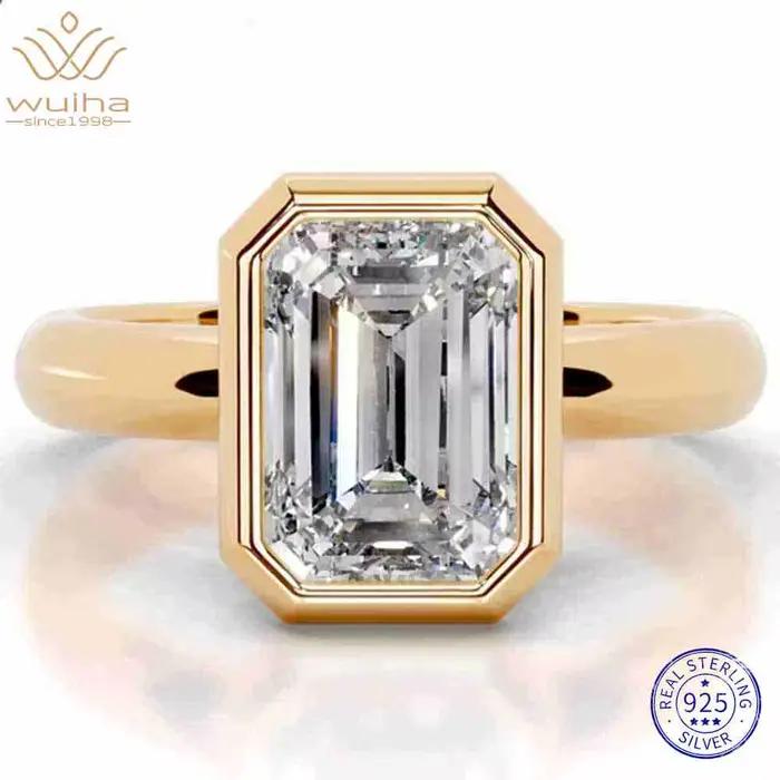 WUIHA Bague de fiançailles et de mariage en argent sterling 925 véritable avec moissanite GRA de 2 c