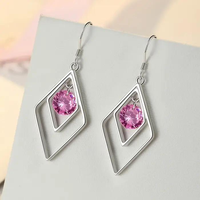 Buyee-Boucles d'oreilles pendantes en argent regardé 925 pour femmes et filles