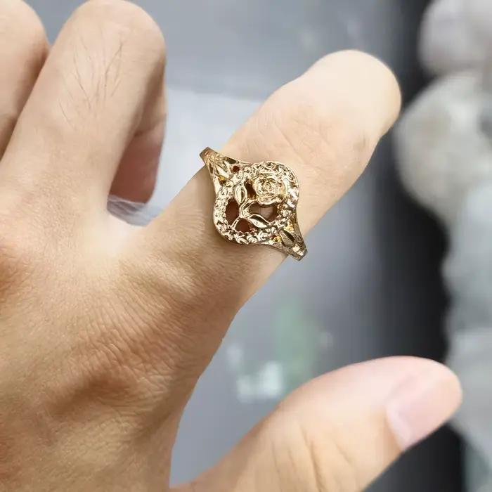 Bagues Vintage couleur or Rose pour femmes, mode Punk ovale creux Design réglable, bijoux cadeaux