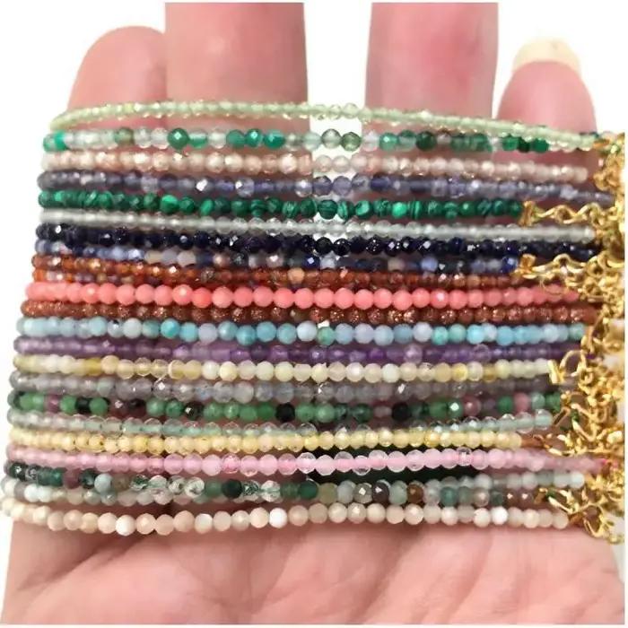 Collier et bracelet en pierres précieuses à facettes de 2mm