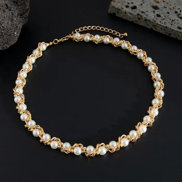 Collier de perles imitations élégant pour hommes style classique occasion spéciale polyvalent bijoux mode
