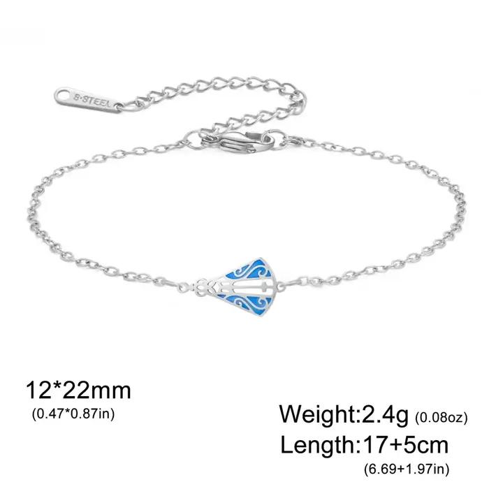 Bracelet Croix de la Vierge Aparecida en Acier Inoxydable, Cordon Tressé Réglable, Émail Bleu, Bijou Religieux, Cadeau
