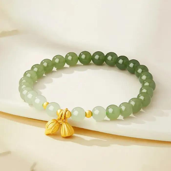 Bracelet fait main perles rondes émail plaqué or argent S925 styles variés pour femme cadeaux occasions spéciales