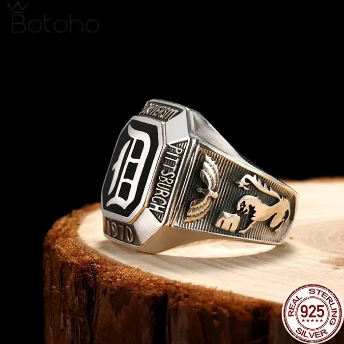 The Vampire Diaries anneaux réel 925 en argent Sterling Damon Salvatore bague mode Vintage Thai
