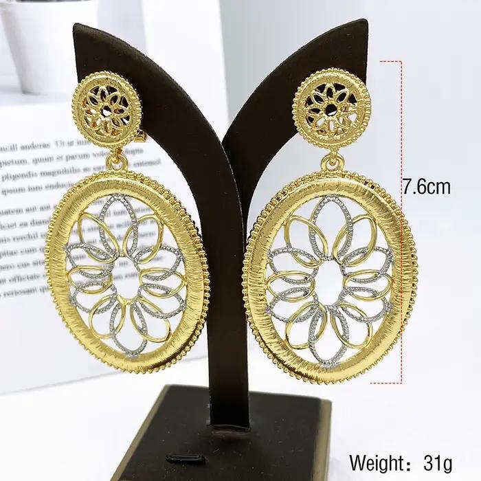 Boucles d'oreilles pendantes plaquées or 18 carats pour femmes