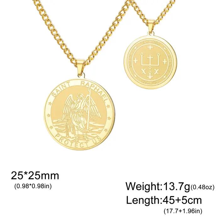 Lucktune Saint Raphael archange collier à breloques en acier inoxydable