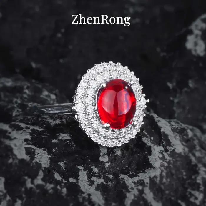 Nouvel ensemble luxueux de bijoux en rubis et zircon AAAA
