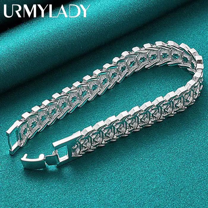 URMYLADY-Bracelet en argent regardé 925 pour homme et femme, breloque, mariage, convocation, fête de fiançailles, bijoux fantaisie