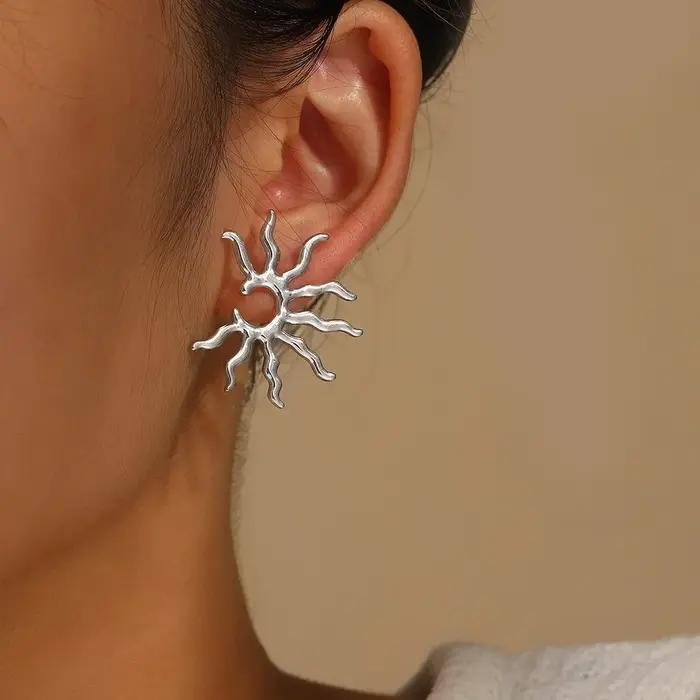 Boucles d'oreilles créoles Sexy en forme de soleil pour femmes