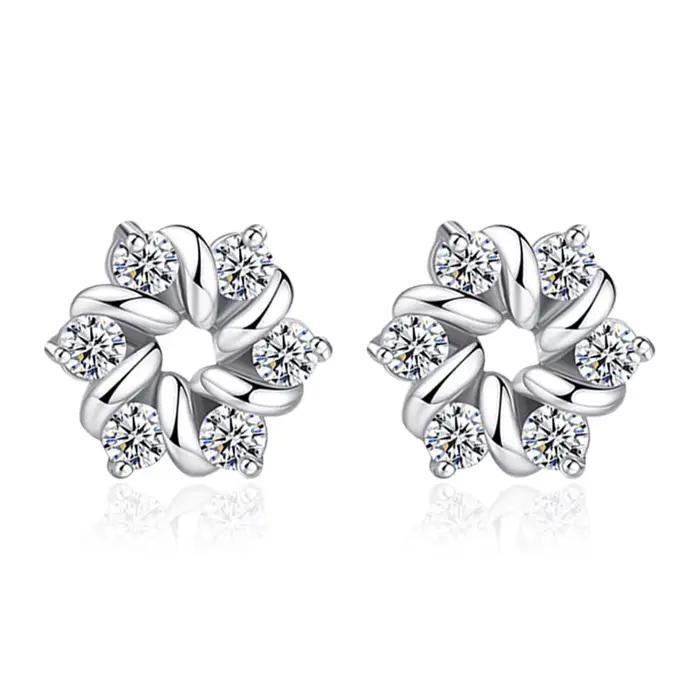 Boucles d'oreilles en argent sterling 925 véritable avec zircon cubique, clous d'oreilles en argent pour femmes, bijoux en argent sterling