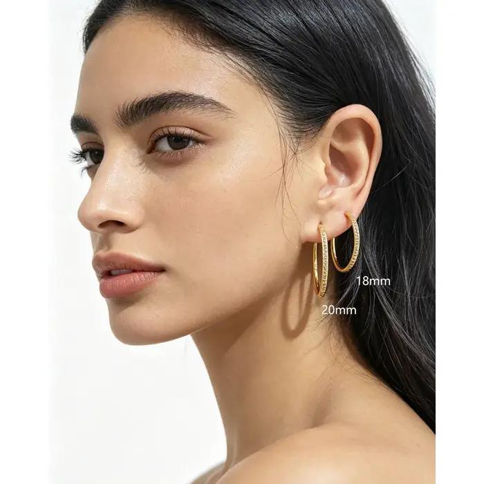 Boucles d'oreilles géométriques tendance en argent sterling 925 avec zircon empilables pour femmes occasions spéciales