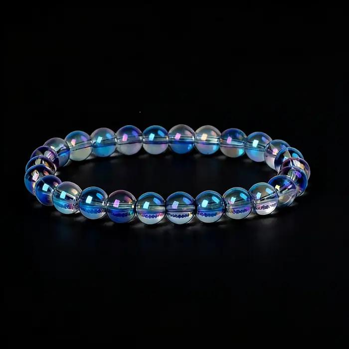 Bracelet de perles de pierre de 8 mm avec corde élastique pour hommes et femmes