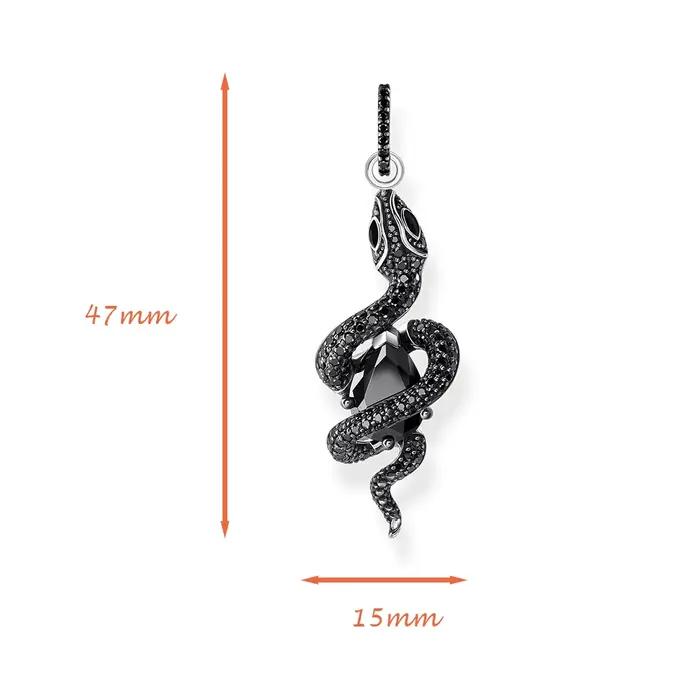Pendentif Serpent Noir avec Pierre Noire
