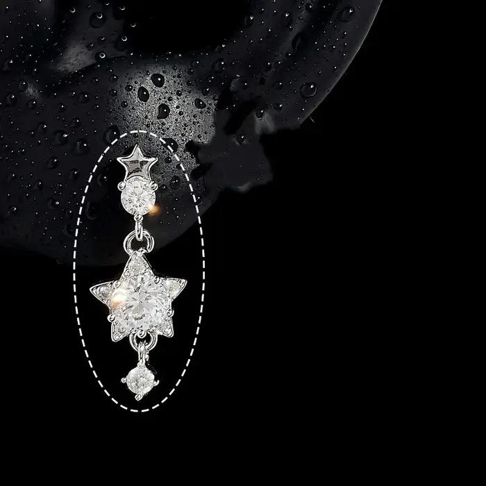 Boucles d'oreilles pendantes en acier chirurgical en forme d'étoile pour femmes, avec cristaux, pour