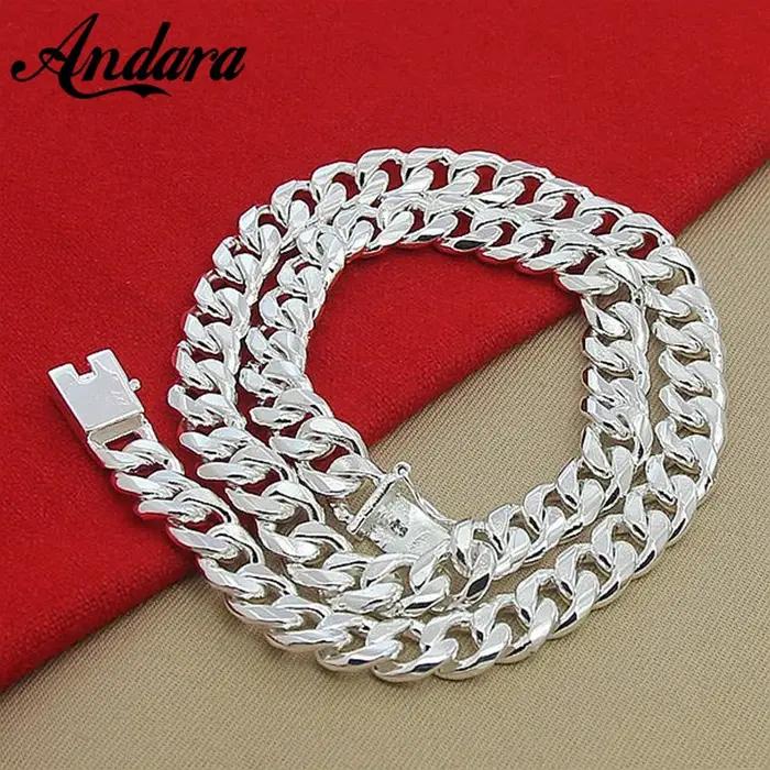 Haute qualité 10MM 20''24'' 50cm 60cm hommes collier 925 argent lien chaîne colliers pour homme bijoux cadeau de fête