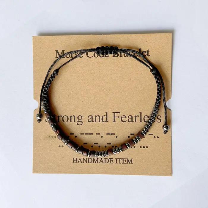 Bracelet Tressé Alphanumérique en Code Morse Unisexe Design Romantique et Mignon à Offrir Occasions Spéciales Amoureux
