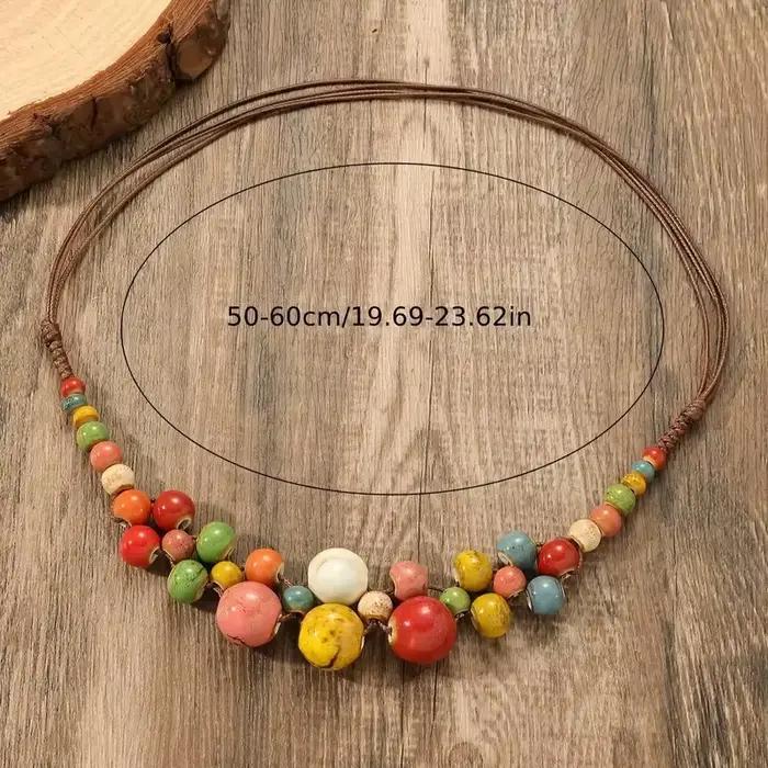 Collier en céramique coloré style bohème à la mode pour femmes avec pendentifs ronds réglables pour parties et occasions festives
