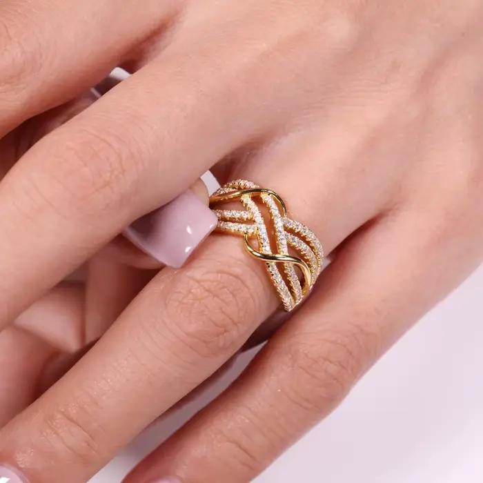 Bagues croisées Huitan en zircone cubique pour mariage, alliances de mariage modernes et élégantes pour femmes, bijoux tendance à offrir pour grandes occasions