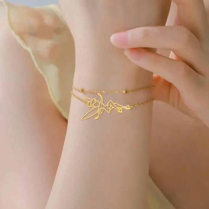 Bracelet de fée pixie en acier inoxydable avec motifs squelette pour filles et femmes occasions spéciales
