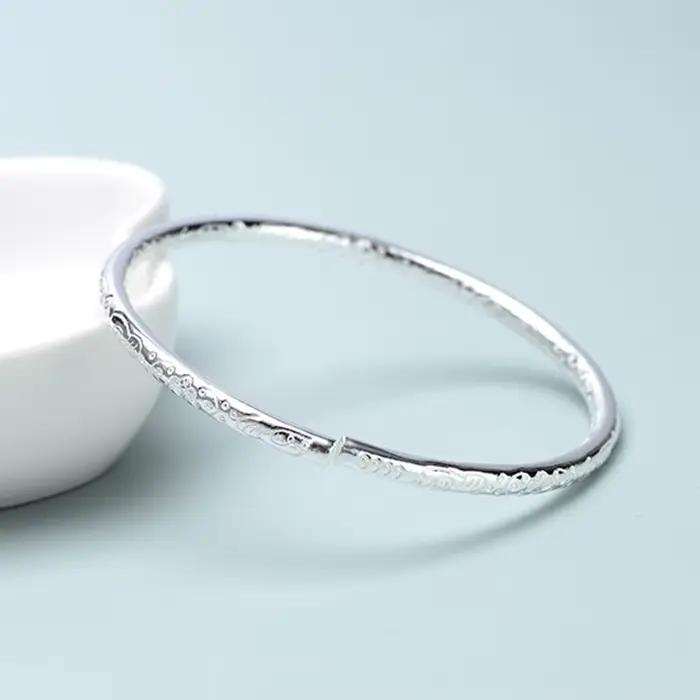 Bracelet en argent Sterling 925 à motif Floral pour femmes, bijoux simples à la mode pour fête d'anniversaire, mariage, anniversaire, cadeau